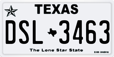 TX license plate DSL3463