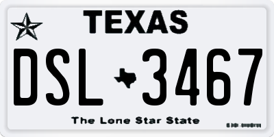 TX license plate DSL3467