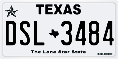 TX license plate DSL3484