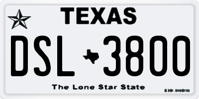 TX license plate DSL3800