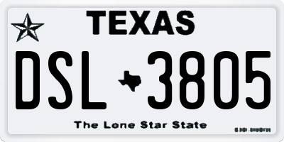 TX license plate DSL3805