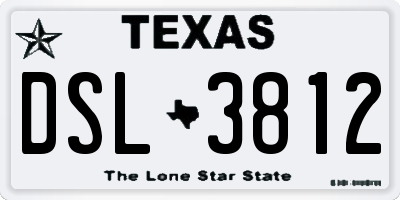 TX license plate DSL3812