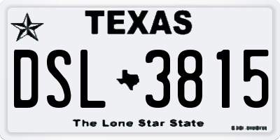 TX license plate DSL3815