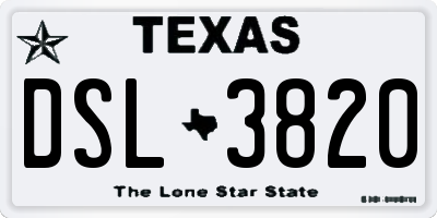 TX license plate DSL3820