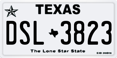 TX license plate DSL3823