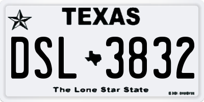 TX license plate DSL3832