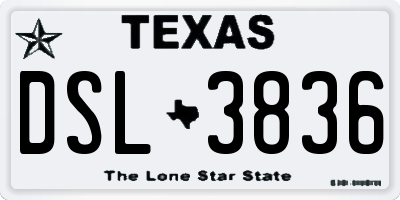 TX license plate DSL3836