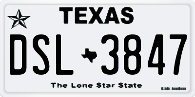 TX license plate DSL3847