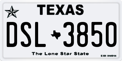 TX license plate DSL3850