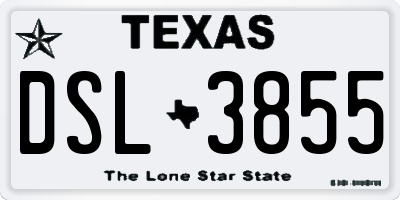 TX license plate DSL3855