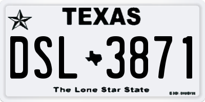 TX license plate DSL3871