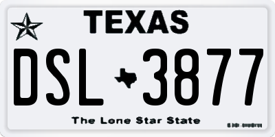 TX license plate DSL3877