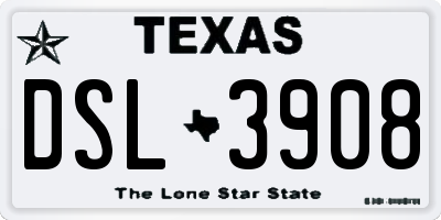 TX license plate DSL3908