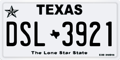 TX license plate DSL3921