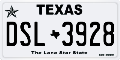 TX license plate DSL3928