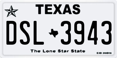 TX license plate DSL3943