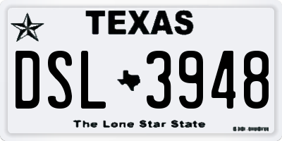 TX license plate DSL3948