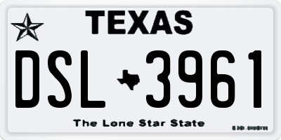 TX license plate DSL3961