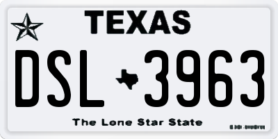 TX license plate DSL3963