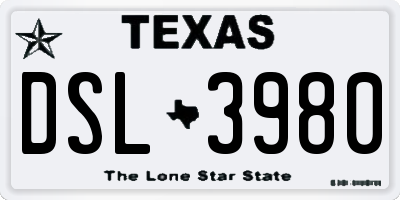 TX license plate DSL3980