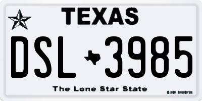 TX license plate DSL3985