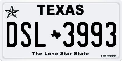 TX license plate DSL3993