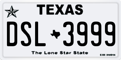 TX license plate DSL3999