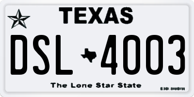 TX license plate DSL4003