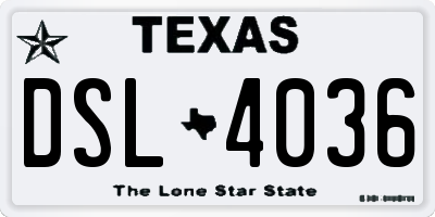 TX license plate DSL4036