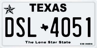 TX license plate DSL4051