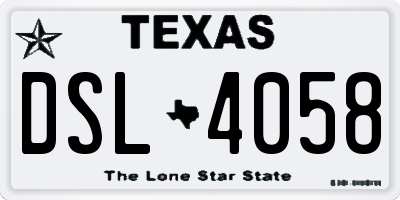 TX license plate DSL4058