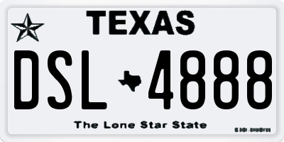 TX license plate DSL4888