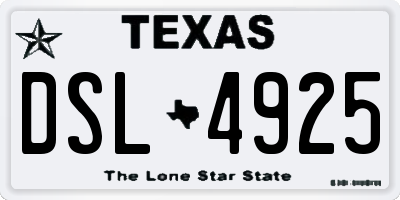 TX license plate DSL4925