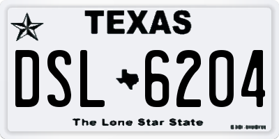 TX license plate DSL6204