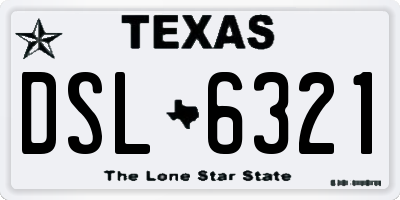 TX license plate DSL6321