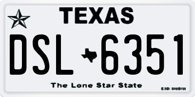 TX license plate DSL6351