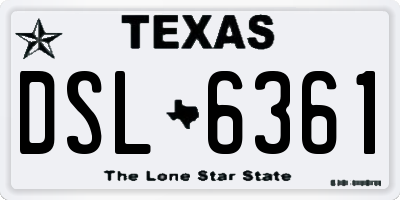 TX license plate DSL6361