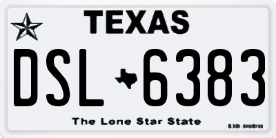 TX license plate DSL6383