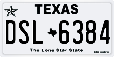 TX license plate DSL6384