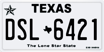 TX license plate DSL6421