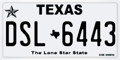 TX license plate DSL6443