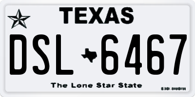 TX license plate DSL6467