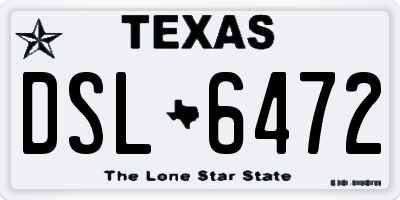 TX license plate DSL6472