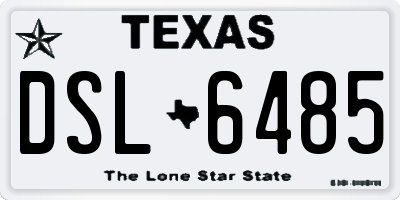 TX license plate DSL6485