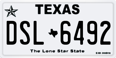 TX license plate DSL6492