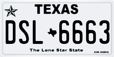 TX license plate DSL6663