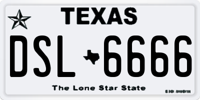 TX license plate DSL6666