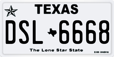 TX license plate DSL6668