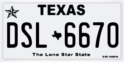 TX license plate DSL6670