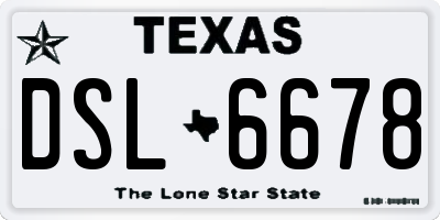 TX license plate DSL6678